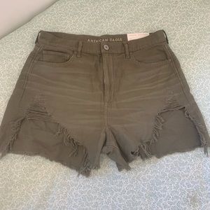 American Eagle Olive Green Denim Cutoff Shorts size 14
